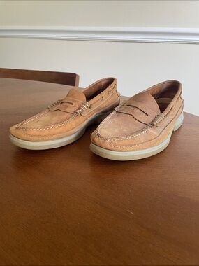 Men's Classic Tan Suede Penny Loafers. Boca classic Monte Cristo.